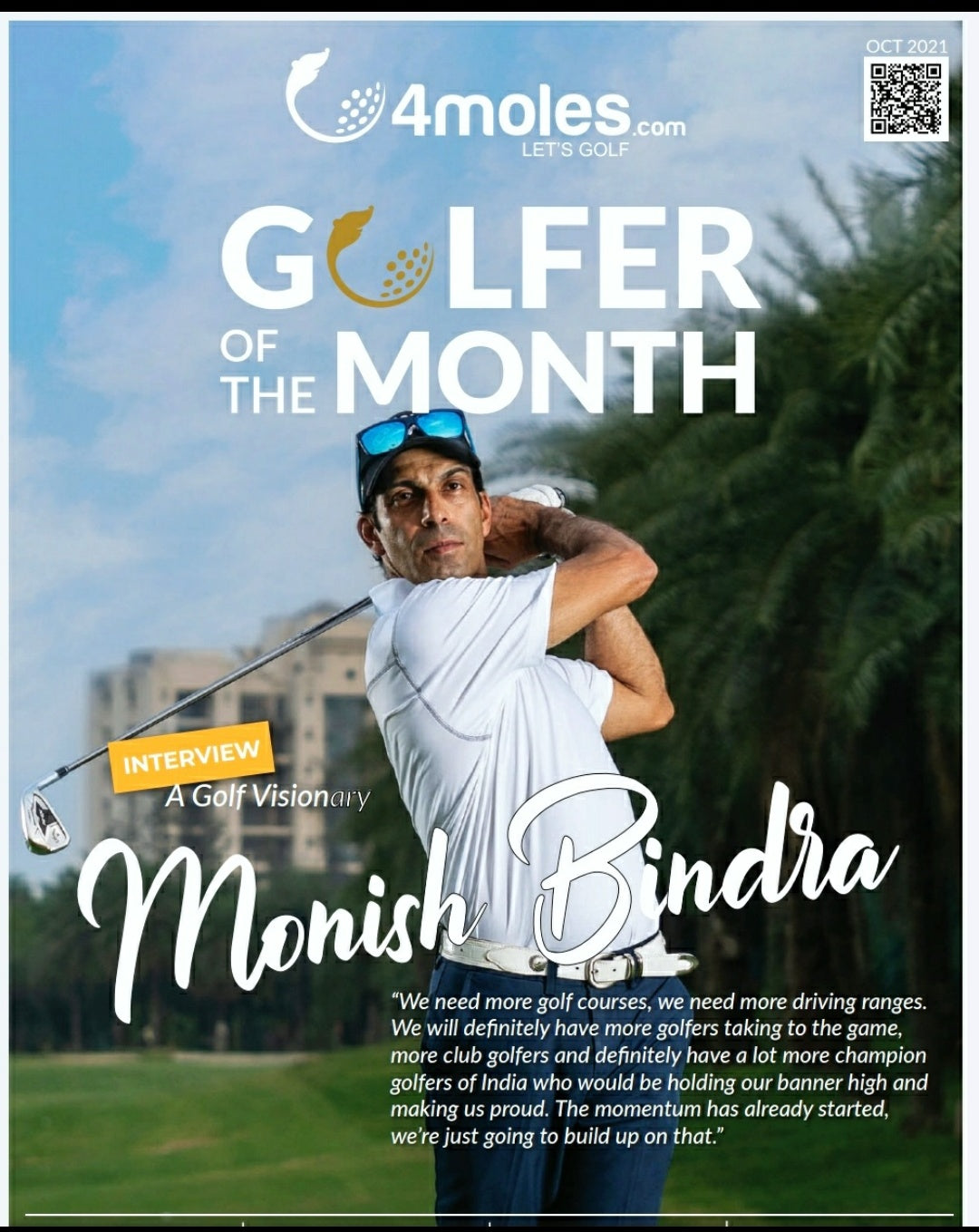 Monish Bindra adjudged Golfer of the month by 4moles.com